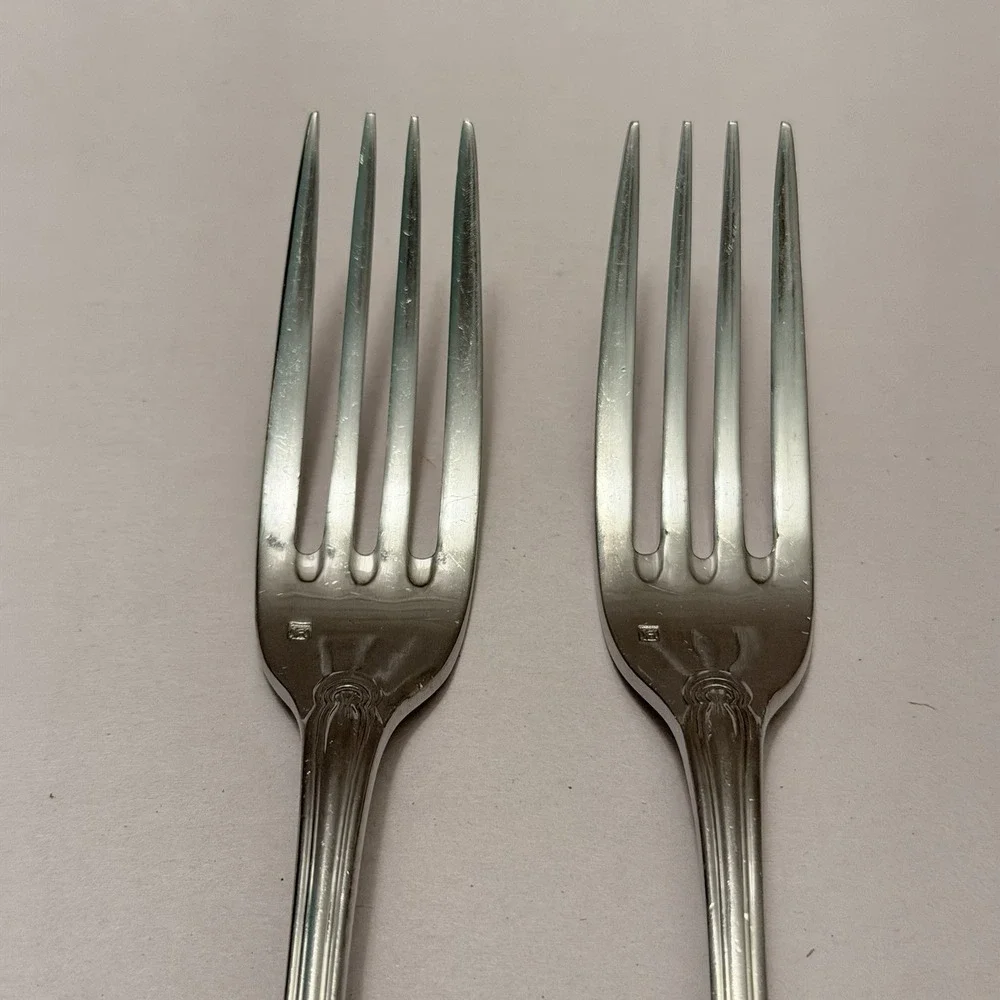 Fortessa Medici Stainless Flatware Dinner Forks 18/10 Fluted Scroll 8